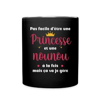 nounou princesse - Mug uni - noir - Devant