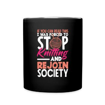 Funny Knitting Knitting Needle Gift - Full Colour Mug - black - Front