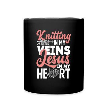 Lustiges Stricken Stricknadel Geschenk - Tasse einfarbig - Schwarz - Vorne