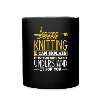 Lustiges Stricken Stricknadel Geschenk - Tasse einfarbig - Schwarz - Vorne