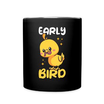 Early Bird Morning Grouch Adorable Bird - Full Colour Mug - black - Front