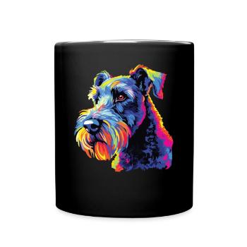 Wasserfarben Farbenfroher Kerry Blue Terrier - Tasse einfarbig - Schwarz - Vorne