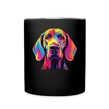 Watercolor Colorful Redbone Coonhound - Full Colour Mug - black - Front