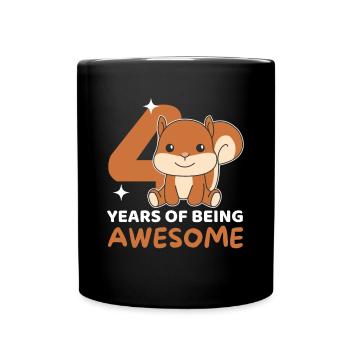 Squirrel for 4th birthday children four years - Full Colour Mug - black - Front