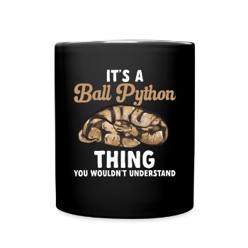 Ball Python Schlange Königspython - Tasse einfarbig - Schwarz - Vorne