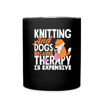 Lustiges Stricken Stricknadel Geschenk - Tasse einfarbig - Schwarz - Vorne