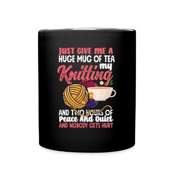 Funny Knitting Knitting Needle Gift - Full Colour Mug - black - Front