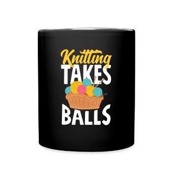 Lustiges Stricken Stricknadel Geschenk - Tasse einfarbig - Schwarz - Vorne
