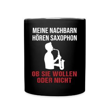 Voisins Saxophone écoute Fun - Cadeau - Mug uni - noir - Devant