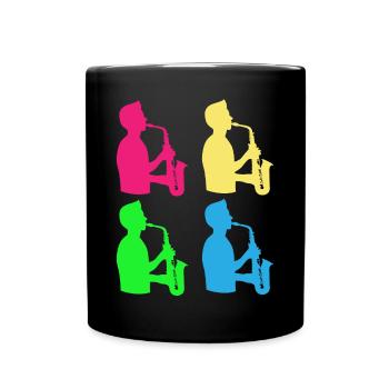Farbenfrohe Saxophonisten Band - Geschenk - Tasse einfarbig - Schwarz - Vorne