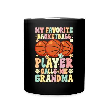 Favorite basketball player calls me Grandma Groovy - Full Colour Mug - black - Front