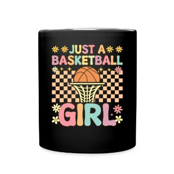 Just A Basketball Girl Groovy Female Player - Full Colour Mug - black - Front