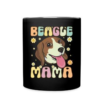 Beagle Mama Groovy Dog Mom - Full Colour Mug - black - Front