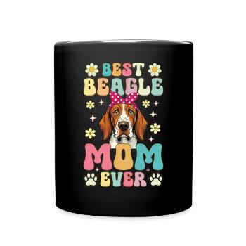 Meilleure maman beagle de tous les temps Groovy Dog Mom - Mug uni - noir - Devant