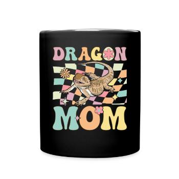 Dragon Mom Groovy Barbu Dragon Lézard Amoureux - Mug uni - noir - Devant