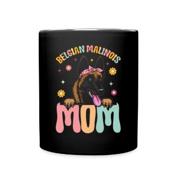 Belgischer Malinois Mama Groovy Dog Mom - Tasse einfarbig - Schwarz - Vorne