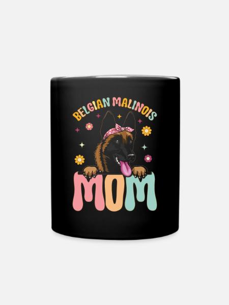 Maman Malinois Belge Groovy Dog Maman - Mug uni - noir
