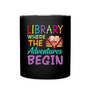Livres de bibliothèque Là où l’aventure commence Bibliothek - Mug uni - noir - Devant