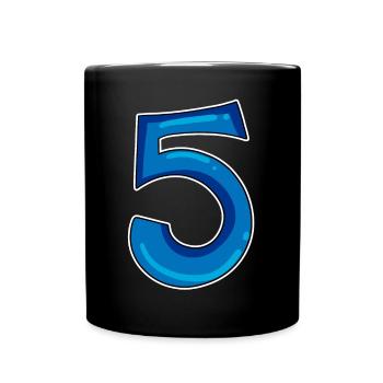 Number 5 - Five - 5 Motif - Number 5 Number - Full Colour Mug - black - Front