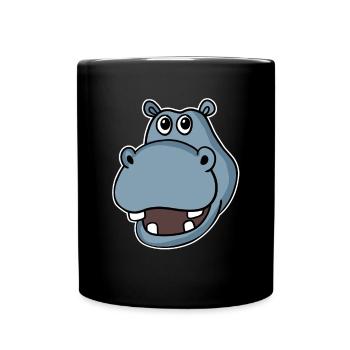 Nilpferd Flusspferd Kopf - Tasse einfarbig - Schwarz - Vorne