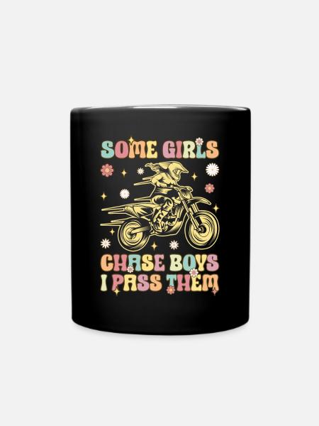 Groovy Dirt Bike Girl Weiblicher Biker Einige Mädc - Tasse einfarbig - Schwarz