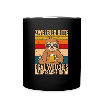 Zwei Bier bitte Hauptsache Groß - Tasse einfarbig - Schwarz - Vorne