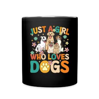 Just A Girl Who Loves Dogs Groovy Female Dog Lover - Full Colour Mug - black - Front