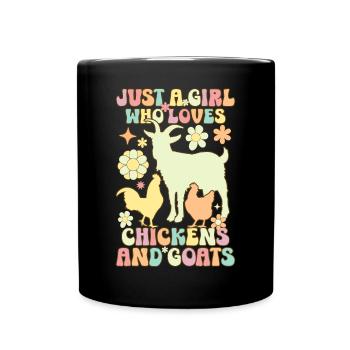 Groovy Farmer Just A Girl Who Loves Chickens And G - Full Colour Mug - black - Front