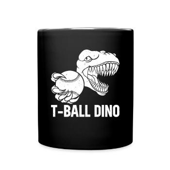 T-ball Dino Tee-ball Player Dinosaur - Full Colour Mug - black - Front