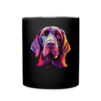 Watercolor Colorful German Wirehaired Sweater - Full Colour Mug - black - Front