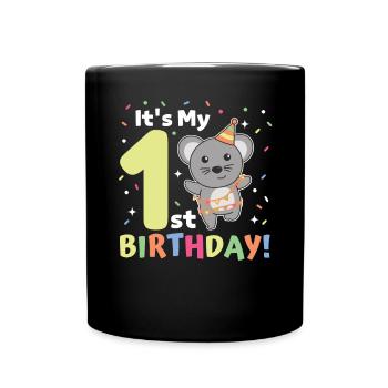 Mouse for 1st birthday for children one year old - Full Colour Mug - black - Front