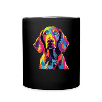 Wasserfarben Farbenfroher Finnischer Laufhund - Tasse einfarbig - Schwarz - Vorne