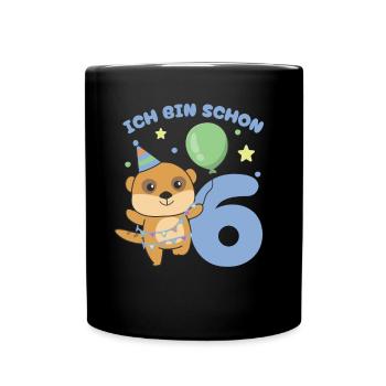 J’ai déjà 6 enfants d’anniversaire suricate - Mug uni - noir - Devant