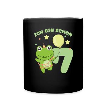 J’ai déjà 7 ans d’anniversaire de grenouilles - Mug uni - noir - Devant
