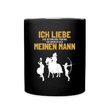 Ich liebe meinen Mann LARP LARPing Weapons Armor - Tasse einfarbig - Schwarz - Vorne