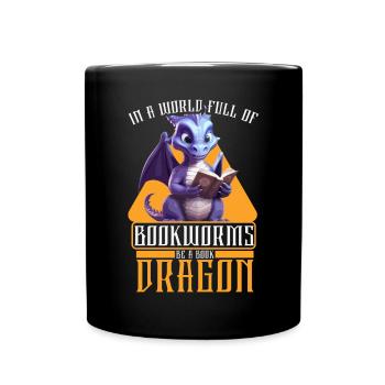 Dragons Und Bücher Nerd Dragon Liebhaber - Tasse einfarbig - Schwarz - Vorne