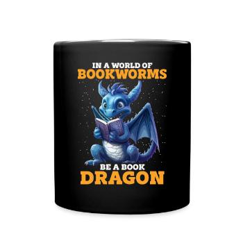 Dragons Und Bücher Nerd Dragon Liebhaber - Tasse einfarbig - Schwarz - Vorne