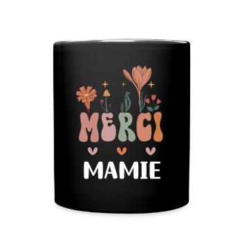 merci mamie fleurs bohème grand-mère - Mug uni - noir - Devant