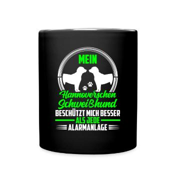 Hannoverscher Schweißhund beschützt mich - Tasse einfarbig - Schwarz - Vorne