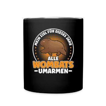 Wombat hugging marsupial wombat - Full Colour Mug - black - Front