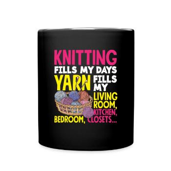 Funny Knitting Knitting Needle Gift - Full Colour Mug - black - Front