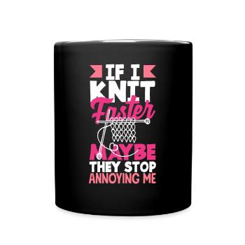 Funny Knitting Knitting Needle Gift - Full Colour Mug - black - Front