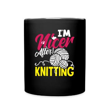 Funny Knitting Knitting Needle Gift - Full Colour Mug - black - Front