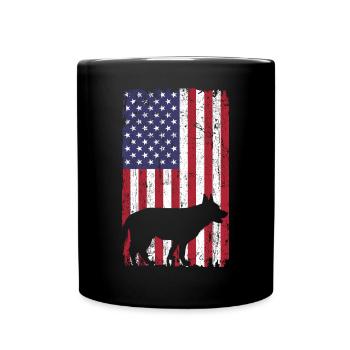 Berger allemand avec drapeau des États-Unis - Mug uni - noir - Devant