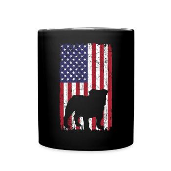 Chien bouledogue avec drapeau des États-Unis - Mug uni - noir - Devant