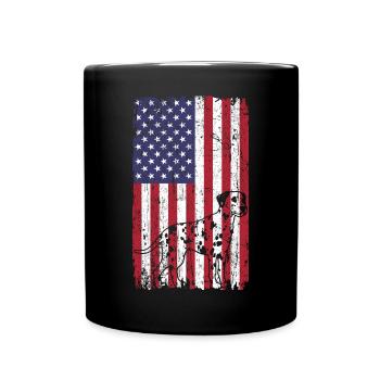 Chien dalmatien avec drapeau des États-Unis - Mug uni - noir - Devant
