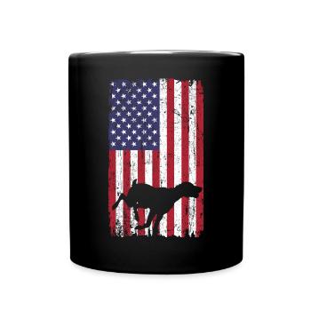 Short-haired pointing dog dog with USA flag - Full Colour Mug - black - Front