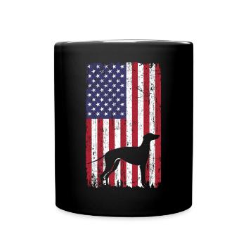 Chien lévrier avec drapeau des États-Unis - Mug uni - noir - Devant