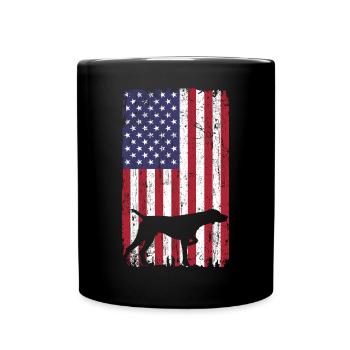Braque de Weimar avec drapeau des États-Unis - Mug uni - noir - Devant