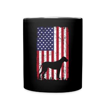 Dogue allemand avec drapeau des États-Unis - Mug uni - noir - Devant